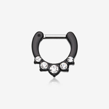 Colorline Multi-Gem Precia Septum Clicker-Black/Clear